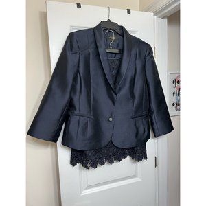 Tahari Arthur S. Levine Navy skirt suite with lace skirt Size 16